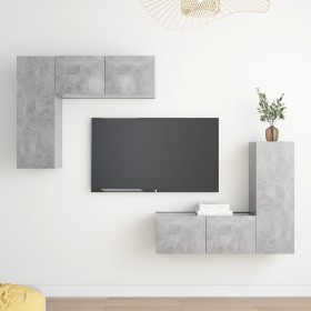 Living room TV furniture set, 4 pieces, engineered wood, gray concrete by vidaXL, TV Furniture - Ref: Foro24-3079109, Price: ...