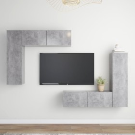 Set muebles de salón TV 4 pzas madera ingeniería gris hormigón de vidaXL, Muebles TV - Ref: Foro24-3079110, Precio: 164,99 €,...