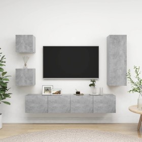 TV, Wohnzimmermöbel, Set, 5-teilig, Holzwerkstoff, Beton, grau von vidaXL, TV-Möbel - Ref: Foro24-3079116, Preis: 184,83 €, R...