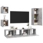 Living room TV set, 5-piece engineered wood furniture in gray concrete. by vidaXL, TV Furniture - Ref: Foro24-3079116, Price:...