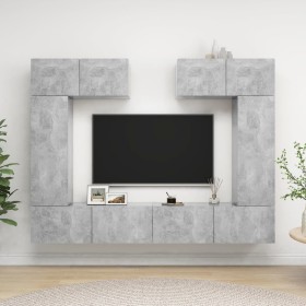 TV living room furniture set 6 pieces concrete gray engineered wood by vidaXL, TV Furniture - Ref: Foro24-3079119, Price: 255...