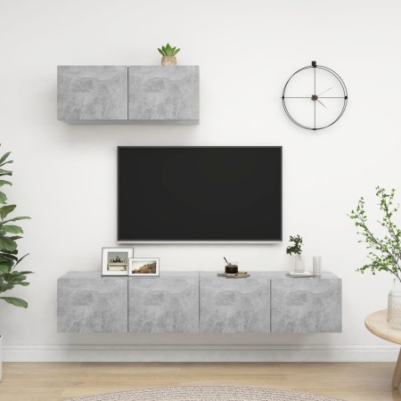 3-piece living room furniture set in gray concrete engineered wood by vidaXL, TV Furniture - Ref: Foro24-3079121, Price: 143,...