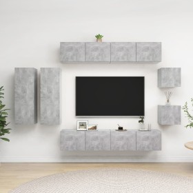 TV living room furniture set 8 pieces concrete gray engineered wood by vidaXL, TV Furniture - Ref: Foro24-3079125, Price: 330...