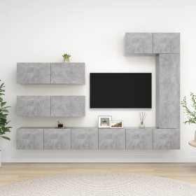 TV, Wohnzimmermöbel, Set, 7-teilig, Holzwerkstoff, Beton, grau von vidaXL, TV-Möbel - Ref: Foro24-3079137, Preis: 346,68 €, R...