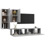 Set muebles de salón TV 4 pzas madera ingeniería gris hormigón de vidaXL, Muebles TV - Ref: Foro24-3079152, Precio: 172,05 €,...