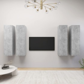 Living room furniture 4 pieces concrete gray 30.5x30x110 cm by vidaXL, TV Furniture - Ref: Foro24-3079162, Price: 184,44 €, D...