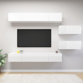 Living room furniture set 6 pieces glossy white engineered wood by vidaXL, TV Furniture - Ref: Foro24-3079358, Price: 385,36 ...