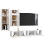 Set de muebles de salón 4 pzas madera ingeniería blanco brillo de vidaXL, Muebles TV - Ref: Foro24-3079363, Precio: 217,92 €,...