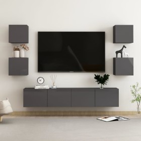 Glossy Gray Chipboard 6-Piece TV Cabinet Set by vidaXL, TV Furniture - Ref: Foro24-3079502, Price: 222,79 €, Discount: %