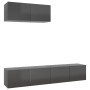 Mueble para TV de 3 piezas aglomerado gris brillante de vidaXL, Muebles TV - Ref: Foro24-3079541, Precio: 163,59 €, Descuento: %