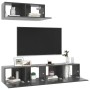 Mueble para TV de 3 piezas aglomerado gris brillante de vidaXL, Muebles TV - Ref: Foro24-3079541, Precio: 163,59 €, Descuento: %