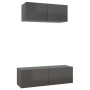 2-teiliges TV-Schrank-Set aus glänzend grauer Spanplatte von vidaXL, TV-Möbel - Ref: Foro24-3079542, Preis: 120,99 €, Rabatt: %