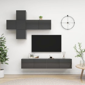 Juego de mueble para TV de 7 piezas aglomerado gris brillante de vidaXL, Muebles TV - Ref: Foro24-3079548, Precio: 257,99 €, ...