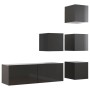 5-teiliges TV-Schrank-Set aus glänzend grauer Spanplatte von vidaXL, TV-Möbel - Ref: Foro24-3079562, Preis: 165,46 €, Rabatt: %