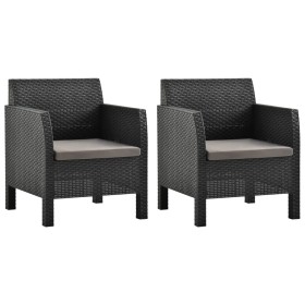 Garden chairs with cushions 2 units PP rattan anthracite gray by vidaXL, Garden chairs - Ref: Foro24-3079666, Price: 173,09 €...