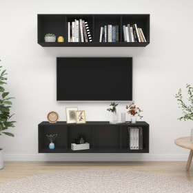 Muebles de salón de pared 2 uds madera ingeniería negro de vidaXL, Muebles TV - Ref: Foro24-3079782, Precio: 119,77 €, Descue...