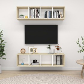 Living room furniture wall 2 units white and Sonoma oak by vidaXL, TV Furniture - Ref: Foro24-3079786, Price: 120,12 €, Disco...