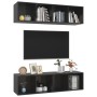 Living room wall units 2 pieces in black glossy engineered wood by vidaXL, TV Furniture - Ref: Foro24-3079788, Price: 126,93 ...