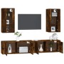 TV furniture set 4 pieces smoked oak plywood by vidaXL, TV Furniture - Ref: Foro24-3188699, Price: 213,99 €, Discount: %