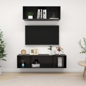 Wohnzimmermöbel 2 Stück Edelholz glänzend schwarz von vidaXL, TV-Möbel - Ref: Foro24-3079797, Preis: 110,99 €, Rabatt: %