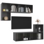 Muebles de salón 4 piezas madera de ingeniería gris brillo de vidaXL, Muebles TV - Ref: Foro24-3079816, Precio: 160,35 €, Des...