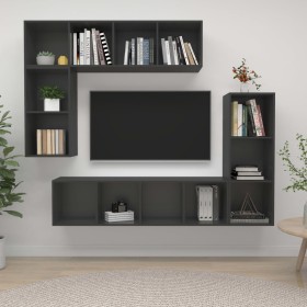 Juego de muebles de salón 4 pzas madera de ingeniería gris de vidaXL, Muebles TV - Ref: Foro24-3079819, Precio: 185,99 €, Des...