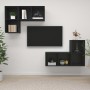 Muebles de salón de pared 4 uds madera ingeniería negro de vidaXL, Muebles TV - Ref: Foro24-3079836, Precio: 129,99 €, Descue...