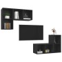 Muebles de salón de pared 4 uds madera ingeniería negro de vidaXL, Muebles TV - Ref: Foro24-3079836, Precio: 129,99 €, Descue...