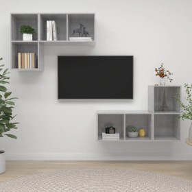 Wohnzimmer Wandmöbel 4 Stk. Holzwerkstoff Beton grau von vidaXL, TV-Möbel - Ref: Foro24-3079839, Preis: 137,99 €, Rabatt: %