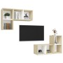 Wall-mounted living room furniture 4 pieces white and Sonoma oak by vidaXL, TV Furniture - Ref: Foro24-3079840, Price: 136,27...