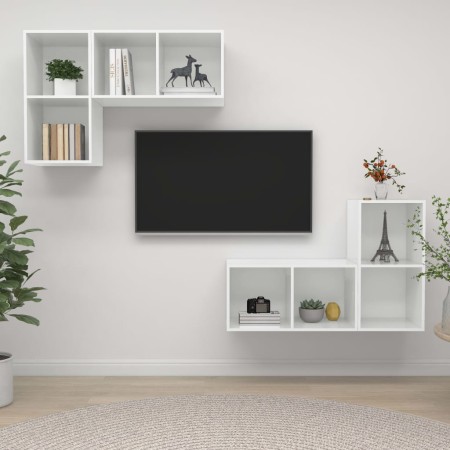 Wall-mounted living room furniture 4 pieces white and Sonoma oak by vidaXL, TV Furniture - Ref: Foro24-3079841, Price: 143,99...