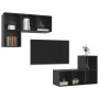 Wall-mounted living room furniture 4 pieces glossy black engineered wood by vidaXL, TV Furniture - Ref: Foro24-3079842, Price...