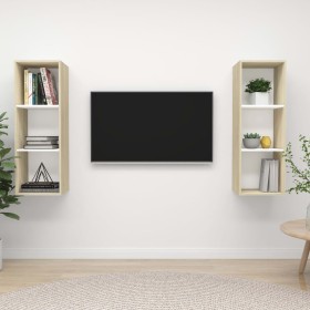 Living room wall unit 2 pieces white and Sonoma oak by vidaXL, TV Furniture - Ref: Foro24-3079858, Price: 89,92 €, Discount: %