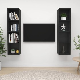 Muebles de salón de pared 2 piezas madera de ingeniería negro de vidaXL, Muebles TV - Ref: Foro24-3079863, Precio: 119,99 €, ...