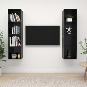 Wall-mounted living room furniture 2 pieces glossy black engineered wood by vidaXL, TV Furniture - Ref: Foro24-3079869, Price...