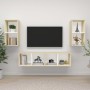 Wall-mounted living room furniture 4 pieces white and Sonoma oak by vidaXL, TV Furniture - Ref: Foro24-3079876, Price: 136,99...