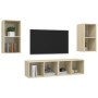 Muebles de salón de pared 4 pzas madera ingeniería roble Sonoma de vidaXL, Muebles TV - Ref: Foro24-3079874, Precio: 136,29 €...