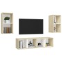 Wall-mounted living room furniture 4 pieces white and Sonoma oak by vidaXL, TV Furniture - Ref: Foro24-3079876, Price: 136,27...