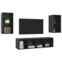 Muebles de salón de pared 4 pzas madera ingeniería negro brillo de vidaXL, Muebles TV - Ref: Foro24-3079878, Precio: 142,49 €...