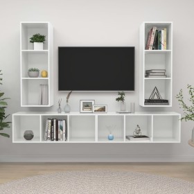 Wall-mounted living room furniture 4 pieces white and Sonoma oak by vidaXL, TV Furniture - Ref: Foro24-3079886, Price: 188,68...