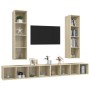 Muebles de salón de pared 4 pzas madera ingeniería roble Sonoma de vidaXL, Muebles TV - Ref: Foro24-3079892, Precio: 228,33 €...