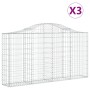 Gabion baskets 3 pcs arch shape iron 200x30x100/120 cm by vidaXL, Pots and planters - Ref: Foro24-3145431, Price: 227,63 €, D...