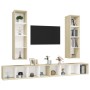 Wall-mounted living room furniture 4 pieces white and Sonoma oak by vidaXL, TV Furniture - Ref: Foro24-3079894, Price: 238,20...