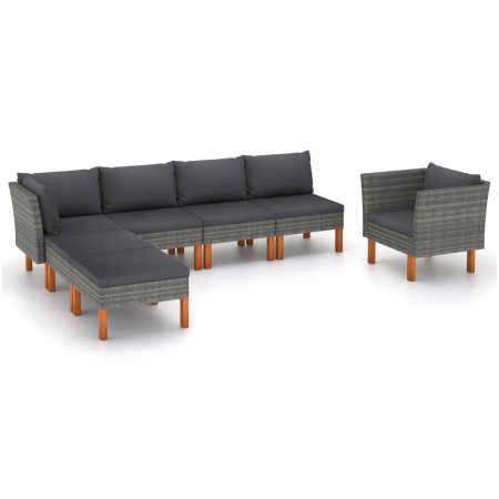 Gartenmöbel-Set 7-teilig synthetisches Rattan Eukalyptusgrau von vidaXL, Gartensets - Ref: Foro24-3082080, Preis: 499,08 €, R...