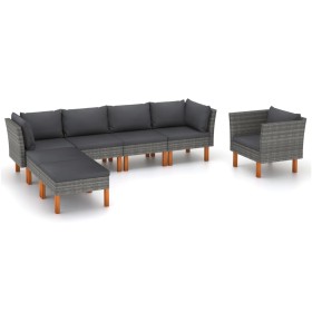 Garden furniture set 7 pieces synthetic rattan gray eucalyptus by vidaXL, Garden sets - Ref: Foro24-3082082, Price: 497,90 €,...