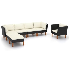 Set muebles de jardín 7 pzas ratán sintético eucalipto negro de vidaXL, Conjuntos de jardín - Ref: Foro24-3082083, Precio: 45...