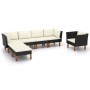 Set muebles de jardín 7 pzas ratán sintético eucalipto negro de vidaXL, Conjuntos de jardín - Ref: Foro24-3082083, Precio: 45...