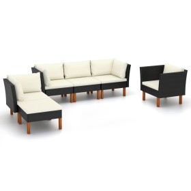 Set muebles de jardín 9 pzas ratán sintético eucalipto negro de vidaXL, Conjuntos de jardín - Ref: Foro24-3082085, Precio: 42...