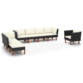 Set muebles de jardín 9 pzas ratán sintético eucalipto negro de vidaXL, Conjuntos de jardín - Ref: Foro24-3082087, Precio: 55...