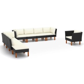 Set muebles de jardín 10 pzas ratán sintético eucalipto negro de vidaXL, Conjuntos de jardín - Ref: Foro24-3082089, Precio: 6...